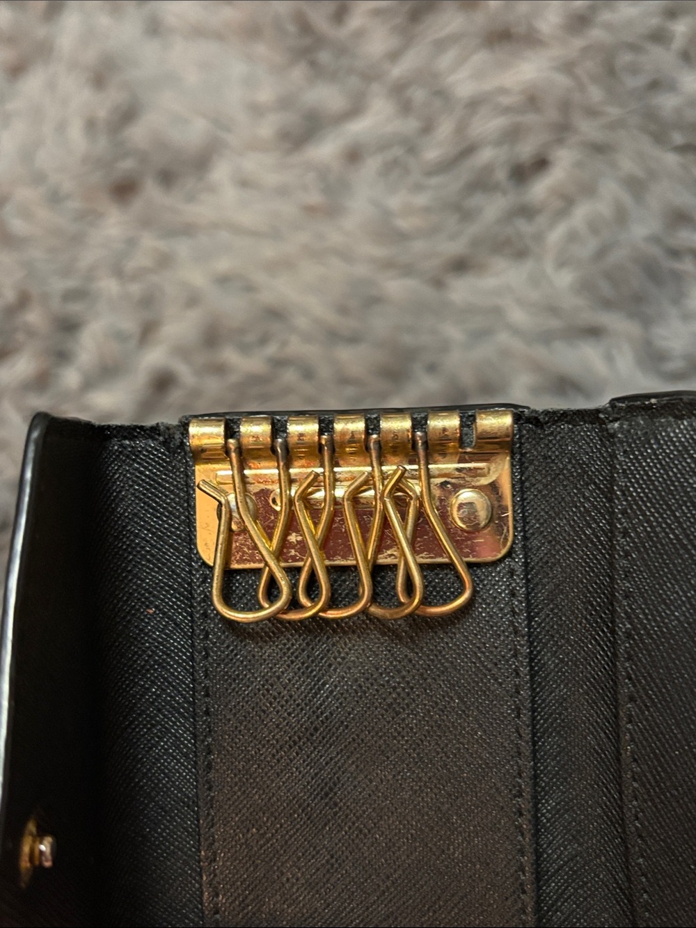 Michael Kors Black Saffiano Leather 5 Hook Key Holder Wallet Case - Picture 4 of 5